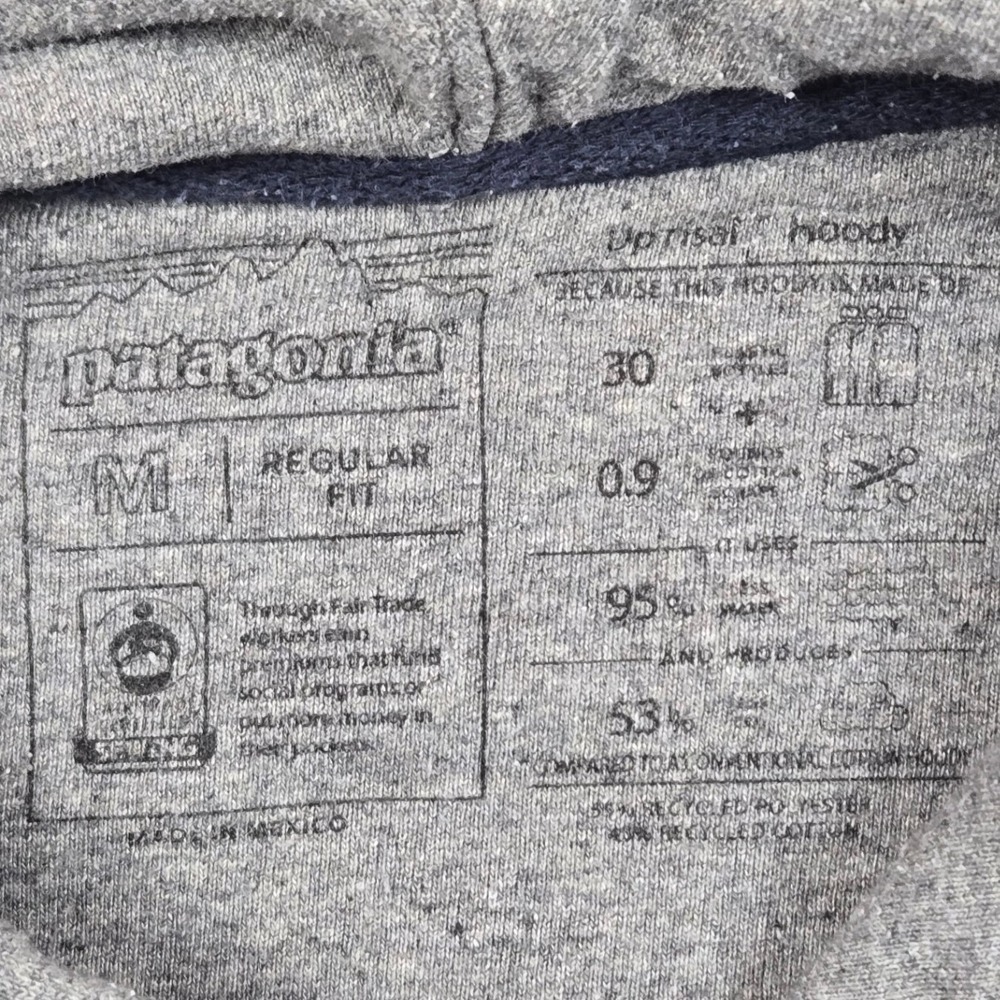 Patagonia‎ Uprisal Hoody Mens Medium Grey Striped Good Recycled Pullover Hoodie - Picture 2 of 15